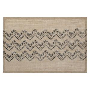 Secret de Gourmet Rechthoekige placemat zigzag lijnen zwart jute 45 x 30 cm -