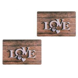 Merkloos 1x Rechthoekige bruine placemats I love you 29 x cm -