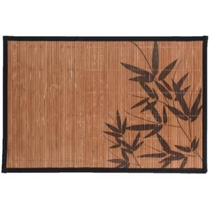 Merkloos Rechthoekige placemat 30 x 45 cm bamboe bruin met zwarte bamboe print 3 -