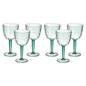 Leknes Wijnglas Gloria - 6x - transparant groen - onbreekbaar kunststof - 450 ml -