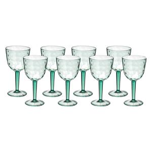 Leknes Wijnglas Gloria - 8x - transparant groen - onbreekbaar kunststof - 450 ml -