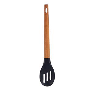 Arte r Lovers Kook/keuken gerei - schuimspaan - zwart/bruin - kunststof/hout - 30 cm -