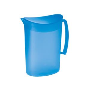 Juypal Hogar Schenkkan/waterkan met deksel - blauw - 2 liter - kunststof - L20 x H23 cm -