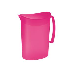 Juypal Hogar Schenkkan/waterkan met deksel - fuchsia roze - 2 liter - kunststof - L20 x H23 cm -