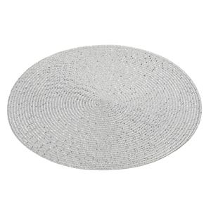 Cepewa 1x Ronde placemats/onderleggers zilver met glitter cm -