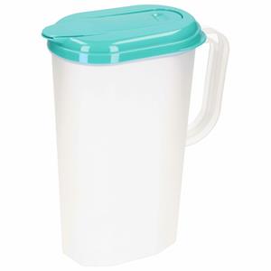 PlasticForte Waterkan/sapkan transparant/turquoise met deksel 2 liter kunststof -