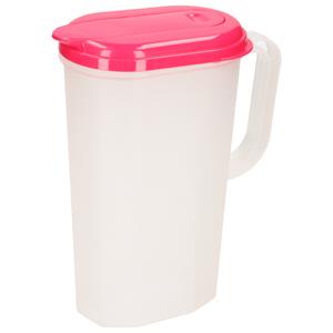 PlasticForte Waterkan/sapkan transparant/fuchsia met deksel 2 liter kunststof -