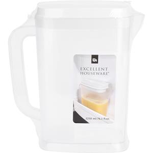 Excellent Houseware Schenkkan/waterkan - transparant - 2250 ML - kunststof - 22 x 10 x 22,5 cm -