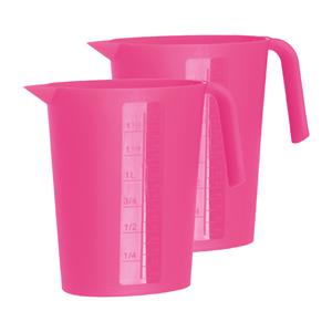 Juypal Hogar Schenkkan/waterkan - 2x - fuchsia roze - 1,75 liter - kunststof - L22 x H20 cm -