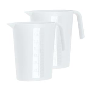 Juypal Hogar Schenkkan/waterkan - 2x - wit - 1,75 liter - kunststof - L22 x H20 cm -