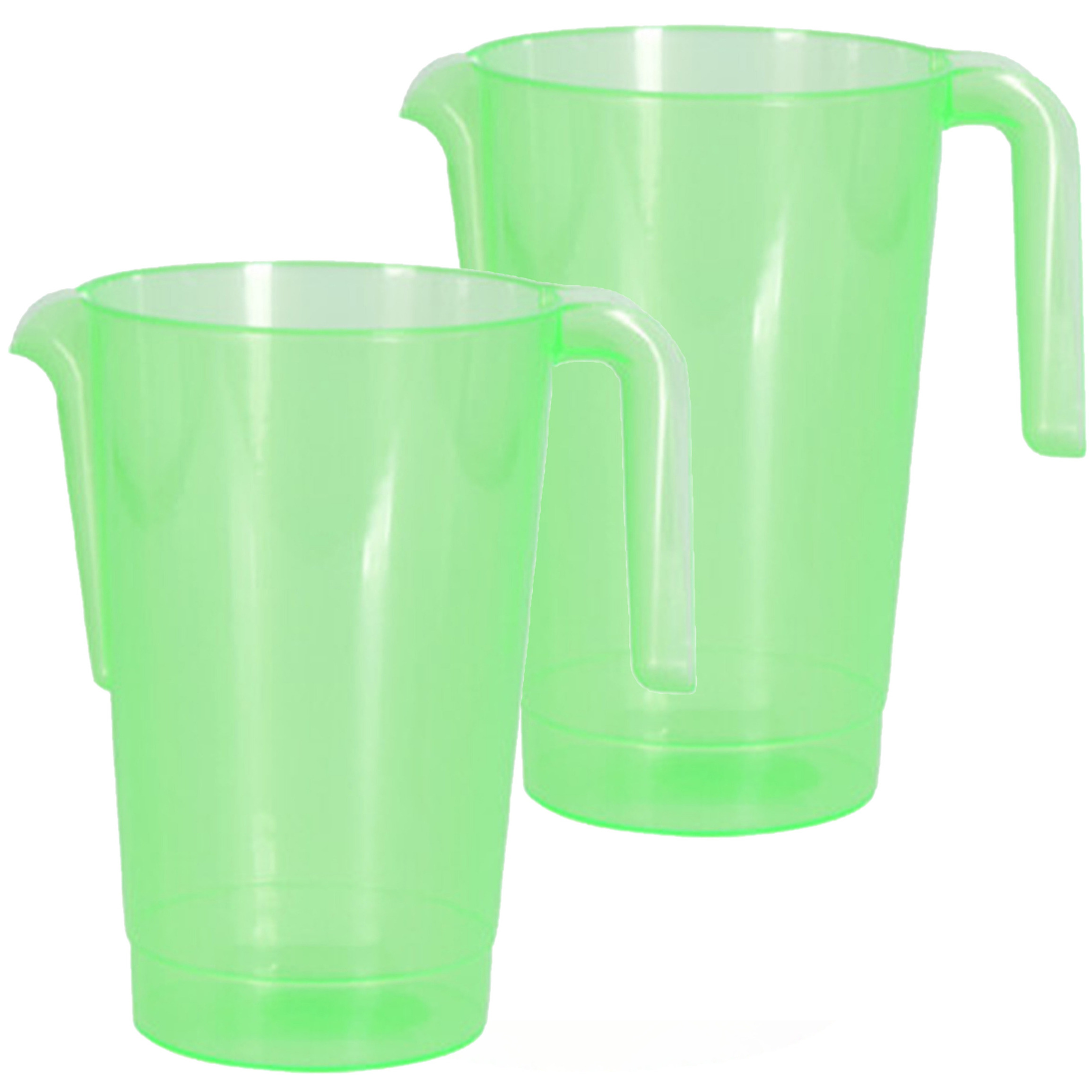 Schenkkan/waterkan - 2x - groen - 1500 ML - kunststof - 20 x 18 x 20,5 cm -
