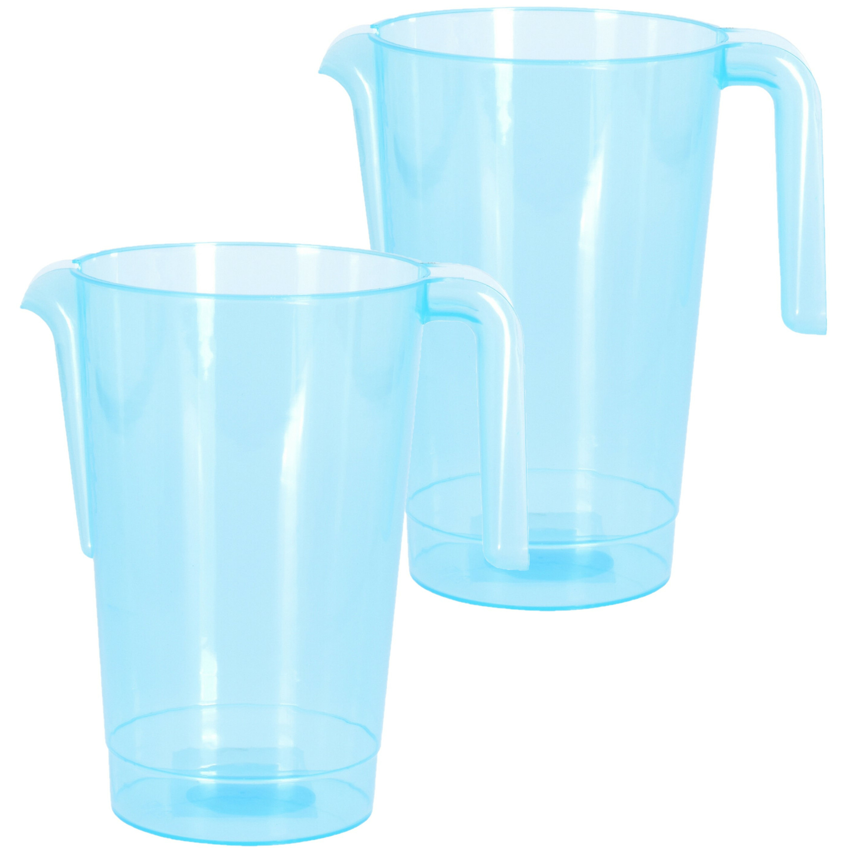 Excellent Houseware Schenkkan/waterkan - 2x - blauw - 1500 ML - kunststof - 20 x 18 x 20,5 cm -