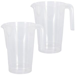 Excellent Houseware Schenkkan/waterkan - 2x - transparant - 1500 ML - kunststof - 20 x 18 x 20,5 cm -