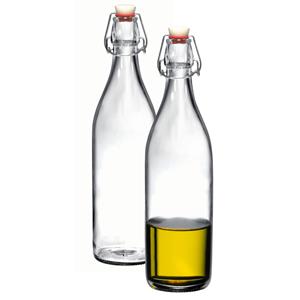 Bormioli Rocco 2x Beugelflessen/weckflessen transparant 1 liter rond -