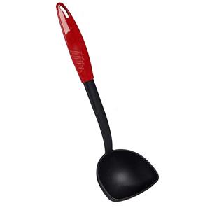 Kook/keuken gerei - soeplepel - zwart/rood - kunststof - 30 cm -