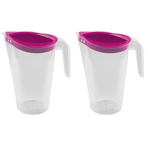 Hega Hogar 2x stuks waterkan/sapkan met fuchsia roze deksel 1,75 liter kunststof -