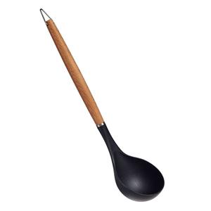 Lovers Kook/keuken gerei - soep lepel - zwart/bruin - kunststof/hout - 32 cm -
