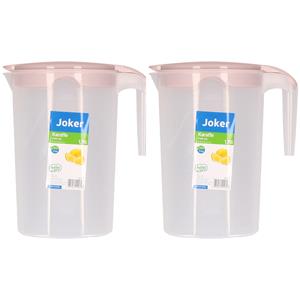 Hobby Life Schenkkan/waterkan - 2x - roze - 1750 ML - kunststof - 10 x 20 x 22 cm -