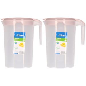 Hobby Life Schenkkan/waterkan - 2x - roze - 1750 ML - kunststof - 10 x 20 x 22 cm -