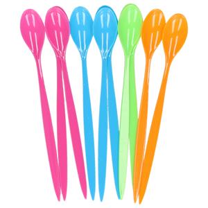 Yoghurt/toetjes lepels - 10x - diverse kleuren mix - 21 cm - kunststof -