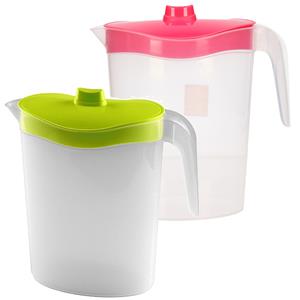 Hega Hogar Setje van 2x stuks water/sap/schenk kannen van kunststof in groen en roze 2.5 liter inhoud -