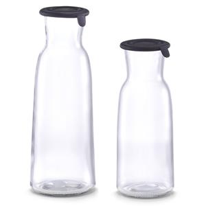 Zeller 2x Glazen karaffen met siliconen deksel 700 ml en 1000 ml -