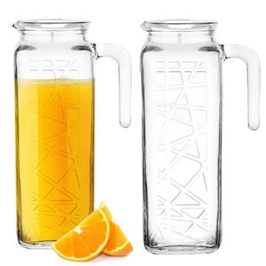 Glasmark Waterkan - 2x - met deksel - 1L - glas - schenkkan - waterkaraf -