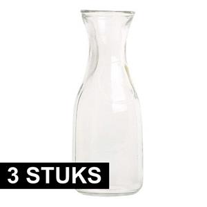 Merkloos 3x Glazen water/sap/wijn karaffen van 0,5 liter -