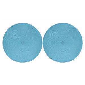 Zeller 2x Ronde placemats turquoise geweven cm -