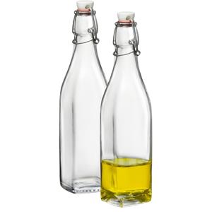 Bormioli Rocco 3x Beugelflessen/weckflessen transparant 500 ml vierkant -