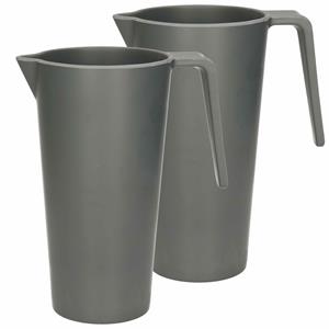 Excellent Houseware Schenkkan/waterkan - 2x - antraciet - 1500 ML - melamine - D10 x H21 cm -