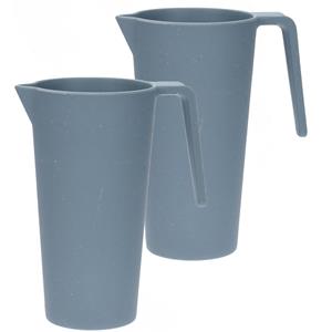 Excellent Houseware Schenkkan/waterkan - 2x - blauw - 1500 ML - melamine - D10 x H21 cm -