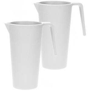 Excellent Houseware Schenkkan/waterkan - 2x - wit - 1500 ML - melamine - D10 x H21 cm -