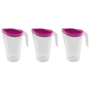 Hega Hogar 3x stuks waterkan/sapkan met fuchsia roze deksel 1,75 liter kunststof -