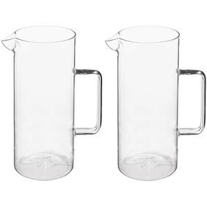 Secret de Gourmet Water Karaf/schenkkan met schenktuit - 2x - glas - 1.5 Liter - D10 x H22 cm -