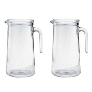 Merkloos 2x Glazen water karaffen van 1,1 -