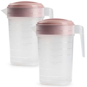 PlasticForte 3x stuks waterkan/sapkan transparant/roze met deksel 2 liter kunststof -