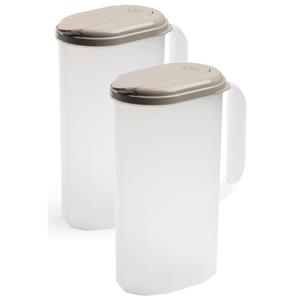 PlasticForte 3x stuks waterkan/sapkan transparant/taupe met deksel 2 liter kunststof -