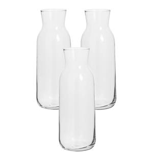 Secret de Gourmet 3x stuks karaffen/schenkkannen klein 0,7 liter van glas recht model met smalle hals -