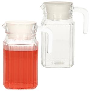 Merkloos Set van 2x stuks glazen water schenkkan/karaf met handvat 0,5 Liter -