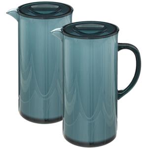 5five Set van 2x stuks sapkan/schenkkan karaffen met deksel 1950 ml blauw -