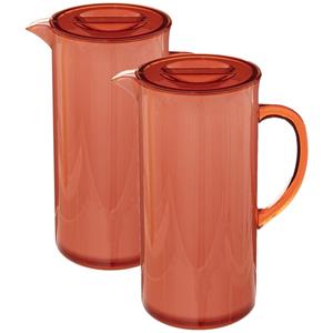 5five Set van 2x stuks sapkan/schenkkan karaffen met deksel 1950 ml rood -