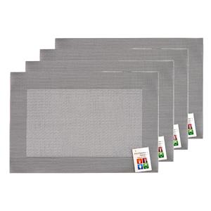 Merkloos Placemats Hampton - 4x - zilver/grijs - PVC - 30 x 45 cm -