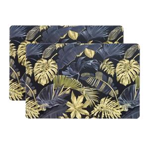 Unique Living Placemat/onderlegger - 4x - blad motief - x 28 cm - tafeldecoratie -
