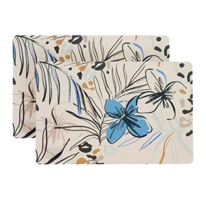 Unique Living Placemat/onderlegger - 4x - blad/bloem motief - x 28 cm - tafeldecoratie -
