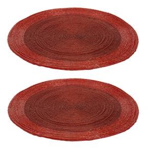 Merkloos 2x stuks placemats/onderleggers rood rond D35 cm -