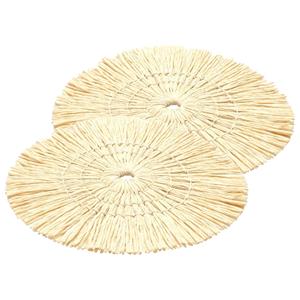 Chaks Placemats - 2x - D38 cm - gevlochten riet - beige - bohemian style -