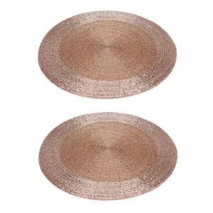 Merkloos 2x stuks placemats/onderleggers champagne rond D35 cm -