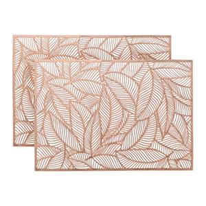 Unique Living Placemat Nissa - 4x - brons bladmotief - 30 x 45 cm - onderlegger -