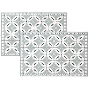 Secret de Gourmet Set van 4x stuks placemats mozaiek grijs vinyl 45 x 30 cm -